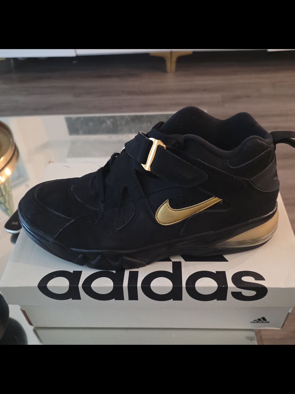 Nike Air Force Max Cb Mid-Top Sneaker Black/Gold Lace-Up Hook & Loop - Picture 5 of 11